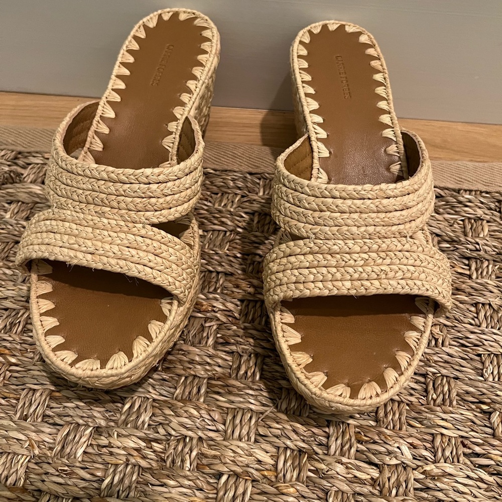 Carrie Forbes Raffia Wedge Sandals